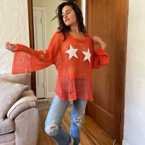 Wildfox sequin star crochet sweater